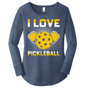 I Love Pickleball Paddle Women's Perfect Tri Tunic Long Sleeve Shirt