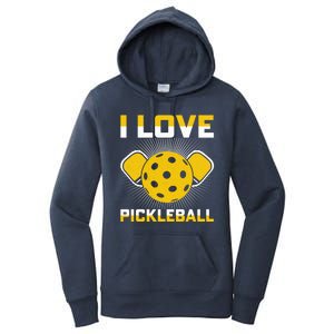 I Love Pickleball Paddle Women's Pullover Hoodie