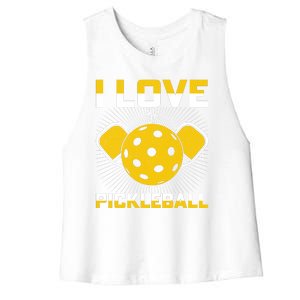 I Love Pickleball Paddle Women's Racerback Cropped Tank