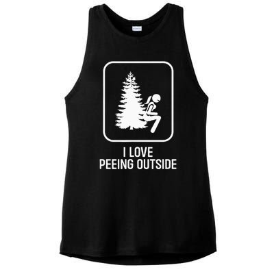 I Love Peeing Outside Girl Sign Funny Camping Hiking Outdoor Ladies PosiCharge Tri-Blend Wicking Tank