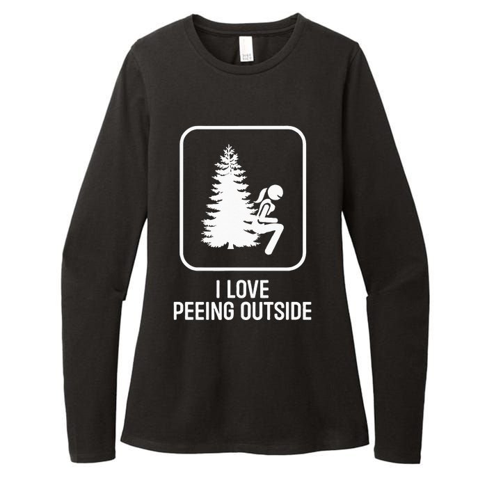 I Love Peeing Outside Girl Sign Funny Camping Hiking Outdoor Womens CVC Long Sleeve Shirt