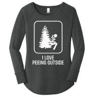 I Love Peeing Outside Girl Sign Funny Camping Hiking Outdoor Women's Perfect Tri Tunic Long Sleeve Shirt