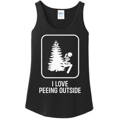 I Love Peeing Outside Girl Sign Funny Camping Hiking Outdoor Ladies Essential Tank