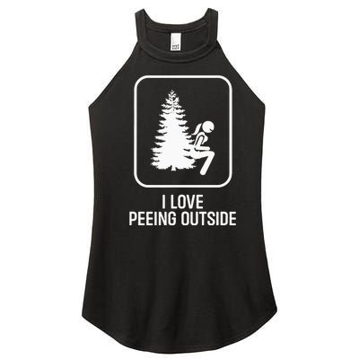 I Love Peeing Outside Girl Sign Funny Camping Hiking Outdoor Women's Perfect Tri Rocker Tank