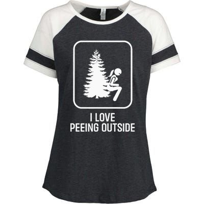 I Love Peeing Outside Girl Sign Funny Camping Hiking Outdoor Enza Ladies Jersey Colorblock Tee