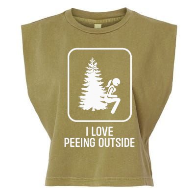 I Love Peeing Outside Girl Sign Funny Camping Hiking Outdoor Garment-Dyed Women's Muscle Tee