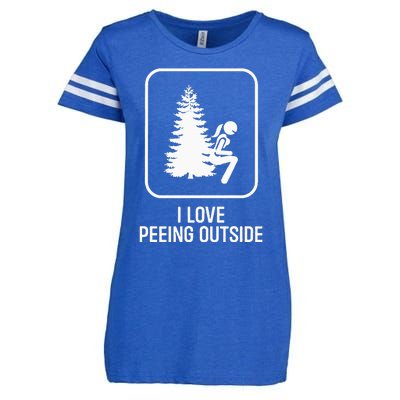 I Love Peeing Outside Girl Sign Funny Camping Hiking Outdoor Enza Ladies Jersey Football T-Shirt