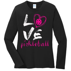 I Love Pickleball, Funny Pickle Ball Tee For Player Ladies Long Sleeve Shirt