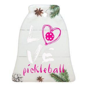 I Love Pickleball, Funny Pickle Ball Tee For Player Ceramic Bell Ornament