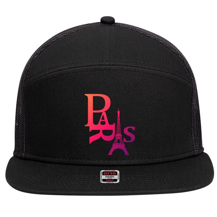 I Love Paris Eiffel Tower France Meaningful Gift 7 Panel Mesh Trucker Snapback Hat