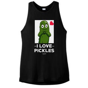 I Love Pickles Pickle Lover Ladies PosiCharge Tri-Blend Wicking Tank