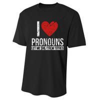 I Love Pronouns Let Me She Them Titties Performance Sprint T-Shirt