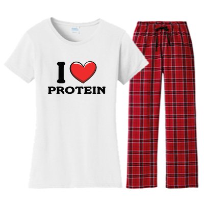 I Love Protein Funny Gym Workout Women's Flannel Pajama Set