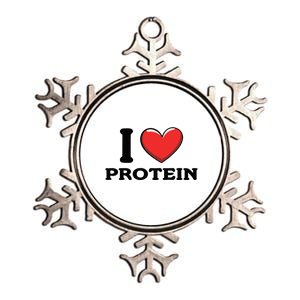 I Love Protein Funny Gym Workout Metallic Star Ornament