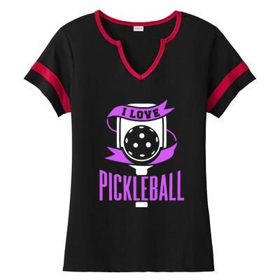 I Love Pickleball Ladies Halftime Notch Neck Tee