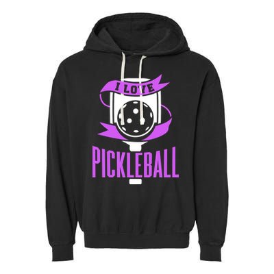 I Love Pickleball Garment-Dyed Fleece Hoodie