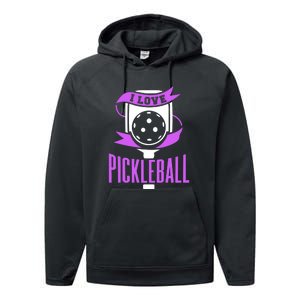 I Love Pickleball Performance Fleece Hoodie