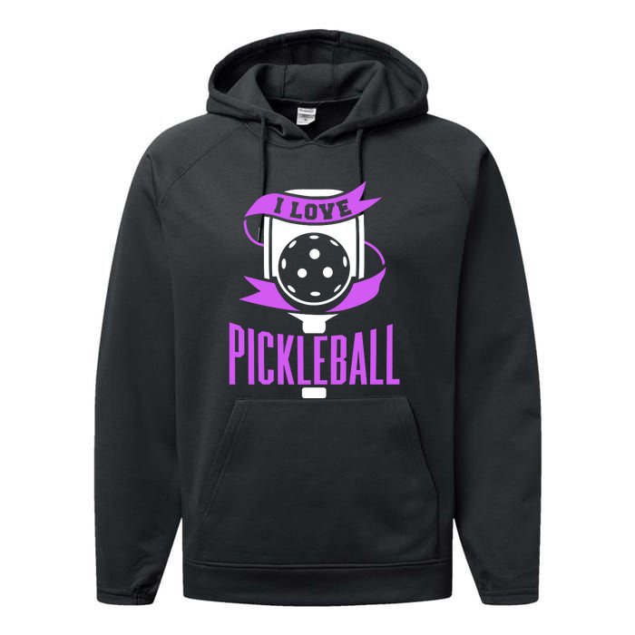 I Love Pickleball Performance Fleece Hoodie