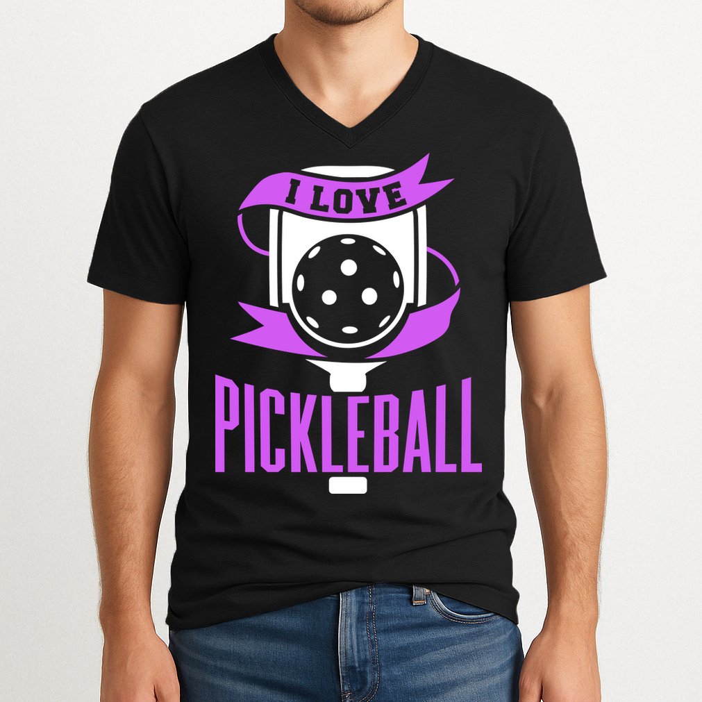 I Love Pickleball V-Neck T-Shirt