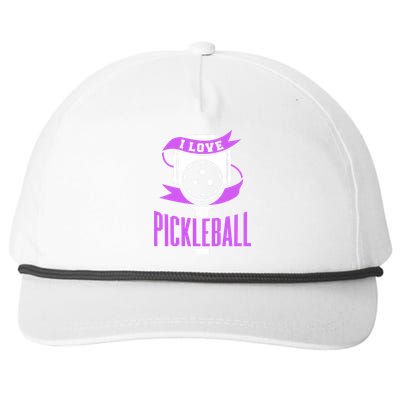 I Love Pickleball Snapback Five-Panel Rope Hat