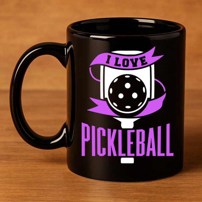I Love Pickleball 11oz C Handle Ceramic Mug