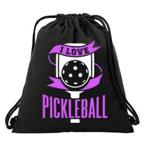 I Love Pickleball Drawstring Bag