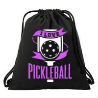 I Love Pickleball Drawstring Bag