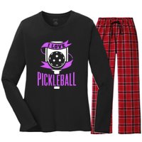 I Love Pickleball Women's Long Sleeve Flannel Pajama Set 