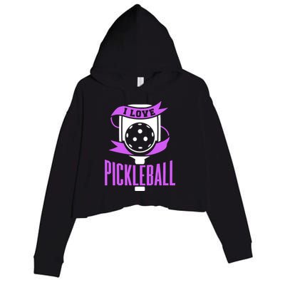 I Love Pickleball Crop Fleece Hoodie