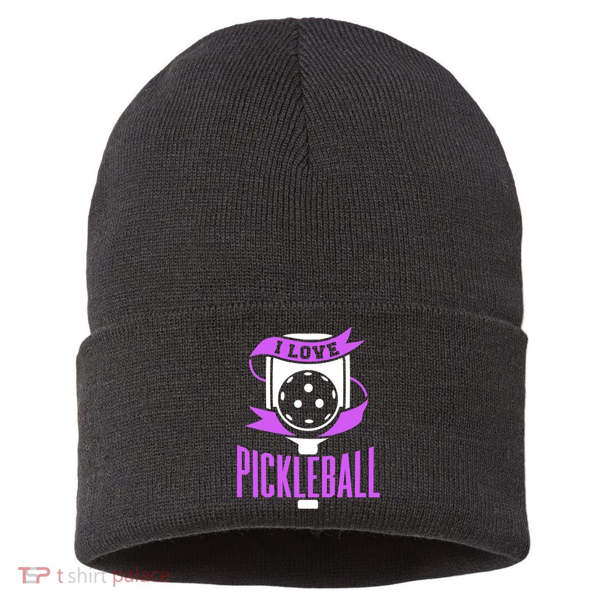 I Love Pickleball Sustainable Knit Beanie