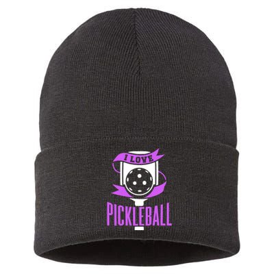 I Love Pickleball Sustainable Knit Beanie