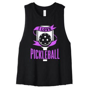 I Love Pickleball Women's Racerback Cropped Tank