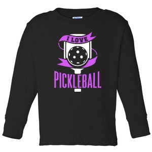 I Love Pickleball Toddler Long Sleeve Shirt