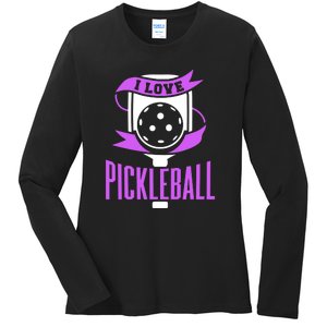 I Love Pickleball Ladies Long Sleeve Shirt