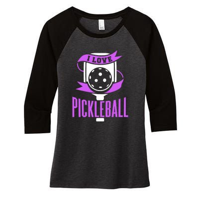 I Love Pickleball Women's Tri-Blend 3/4-Sleeve Raglan Shirt