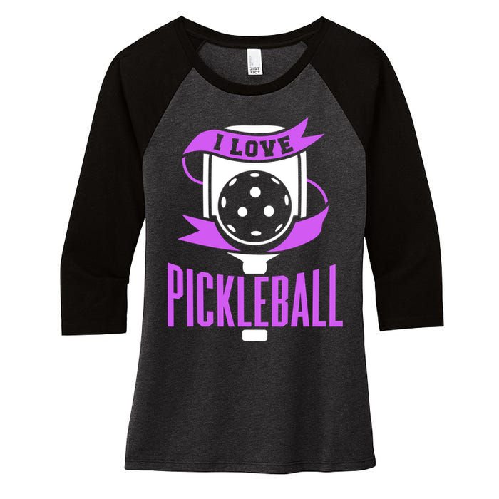 I Love Pickleball Women's Tri-Blend 3/4-Sleeve Raglan Shirt