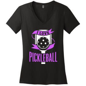 I Love Pickleball Women's V-Neck T-Shirt