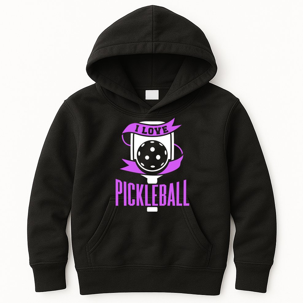 I Love Pickleball Kids Hoodie