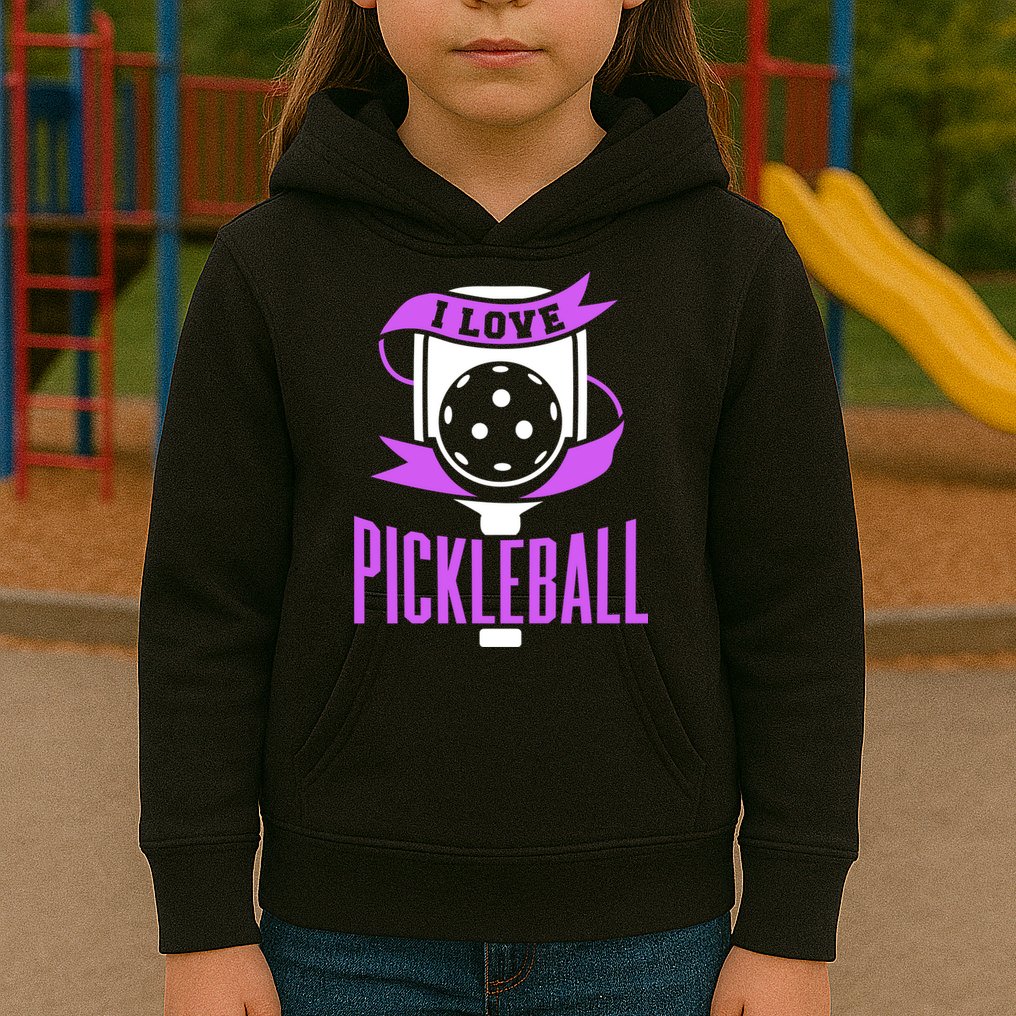 I Love Pickleball Kids Hoodie