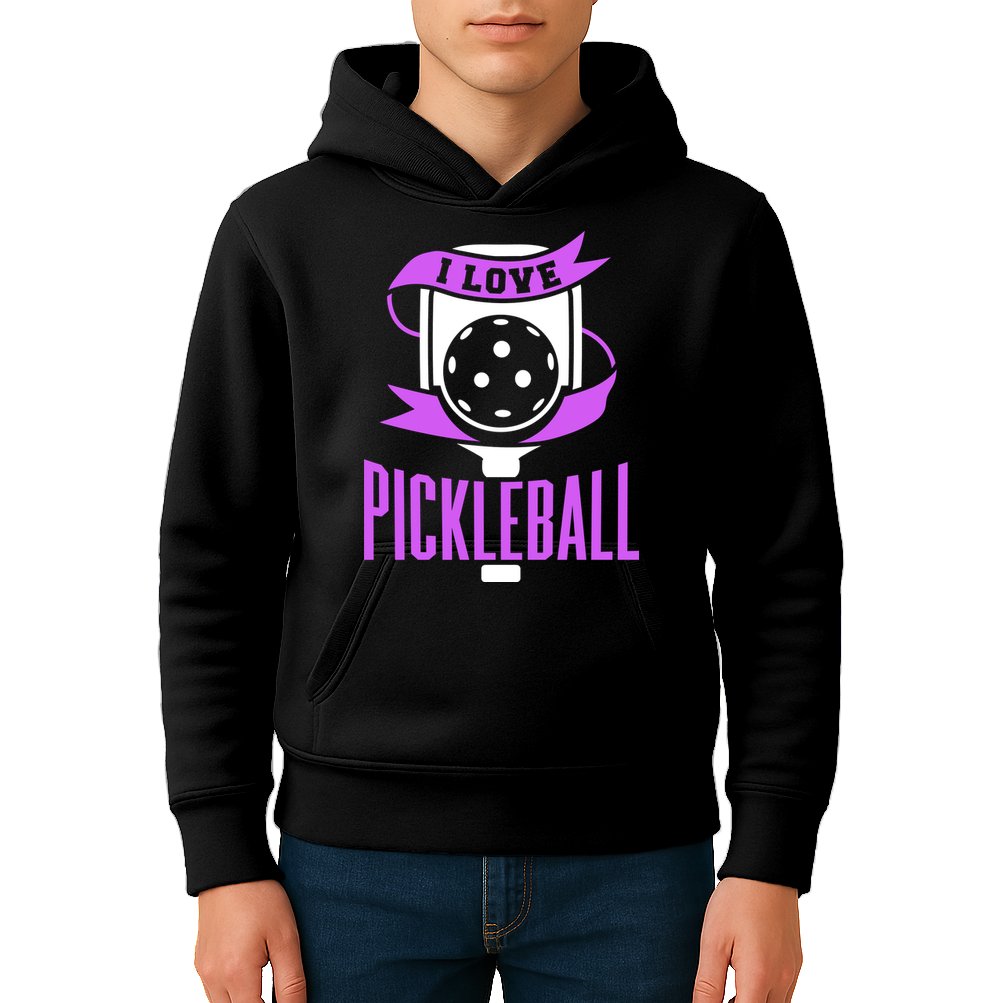 I Love Pickleball Kids Hoodie