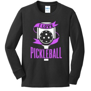 I Love Pickleball Kids Long Sleeve Shirt