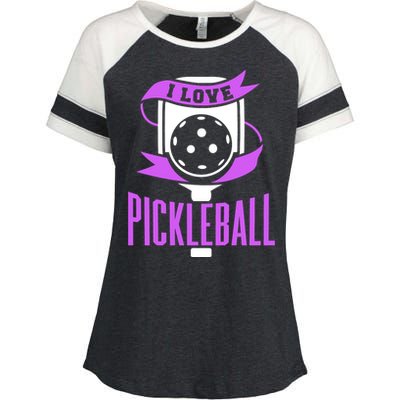 I Love Pickleball Enza Ladies Jersey Colorblock Tee