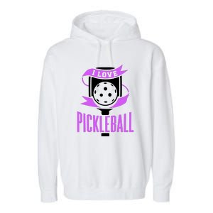 I Love Pickleball Garment-Dyed Fleece Hoodie