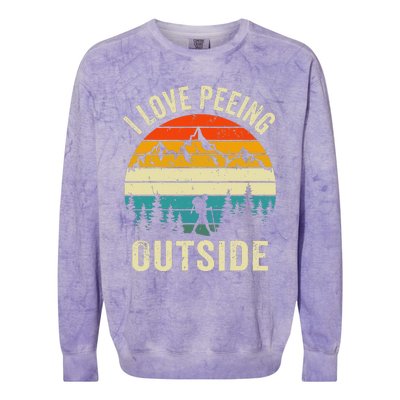 I Love Peeing Outside Retro Funny Camping Hiking Outdoor Colorblast Crewneck Sweatshirt