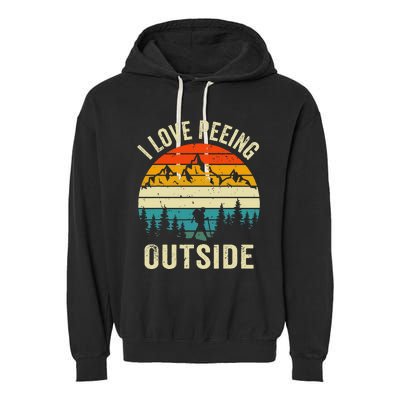 I Love Peeing Outside Retro Funny Camping Hiking Outdoor Garment-Dyed Fleece Hoodie