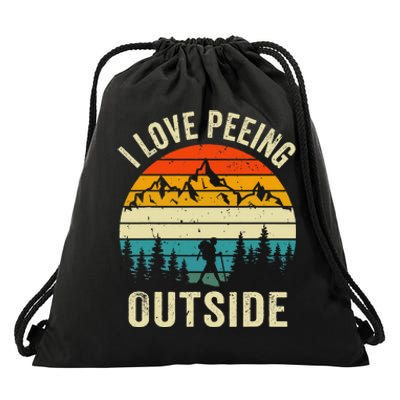 I Love Peeing Outside Retro Funny Camping Hiking Outdoor Drawstring Bag