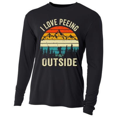 I Love Peeing Outside Retro Funny Camping Hiking Outdoor Cooling Performance Long Sleeve Crew