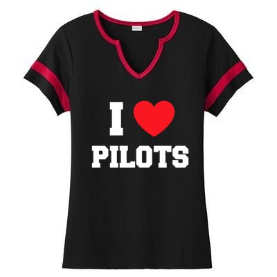 I Love Pilots Cute Gift Ladies Halftime Notch Neck Tee