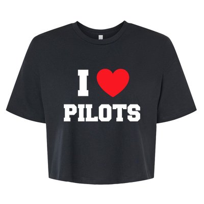 I Love Pilots Cute Gift Bella+Canvas Jersey Crop Tee