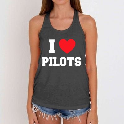 I Love Pilots Cute Gift Women's Knotted Racerback Tank